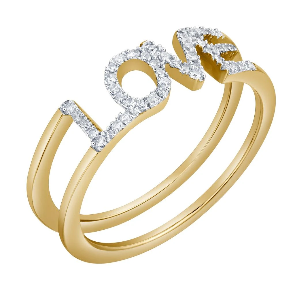 LuvMyJewelry Amorra 0.15 Cts Natural Diamond LOVE 14K Gold Ring 3