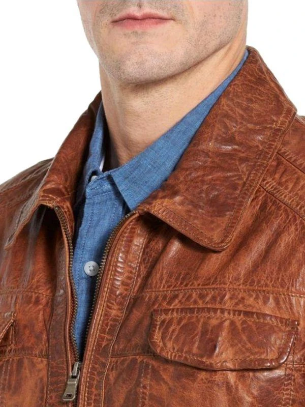Missani Le Collezioni Washed Lambskin Leather Jacket 4