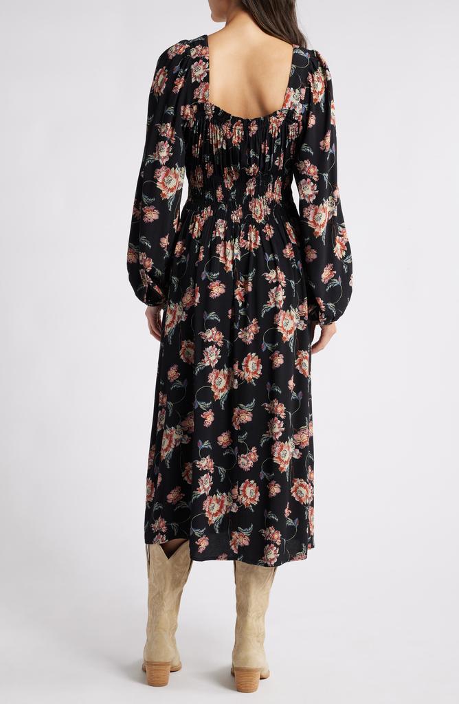 Treasure & Bond Floral Long Sleeve Smock Waist Dress