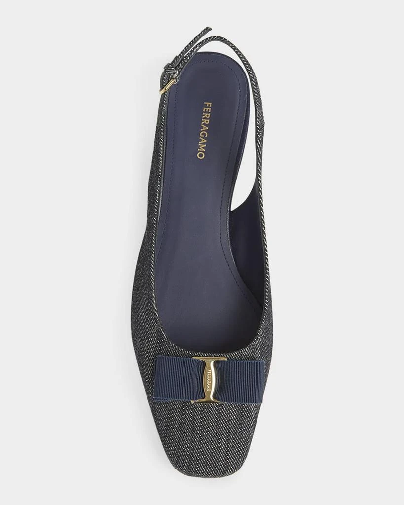 Salvatore Ferragamo Rivada Denim Bow Slingback Pumps 3