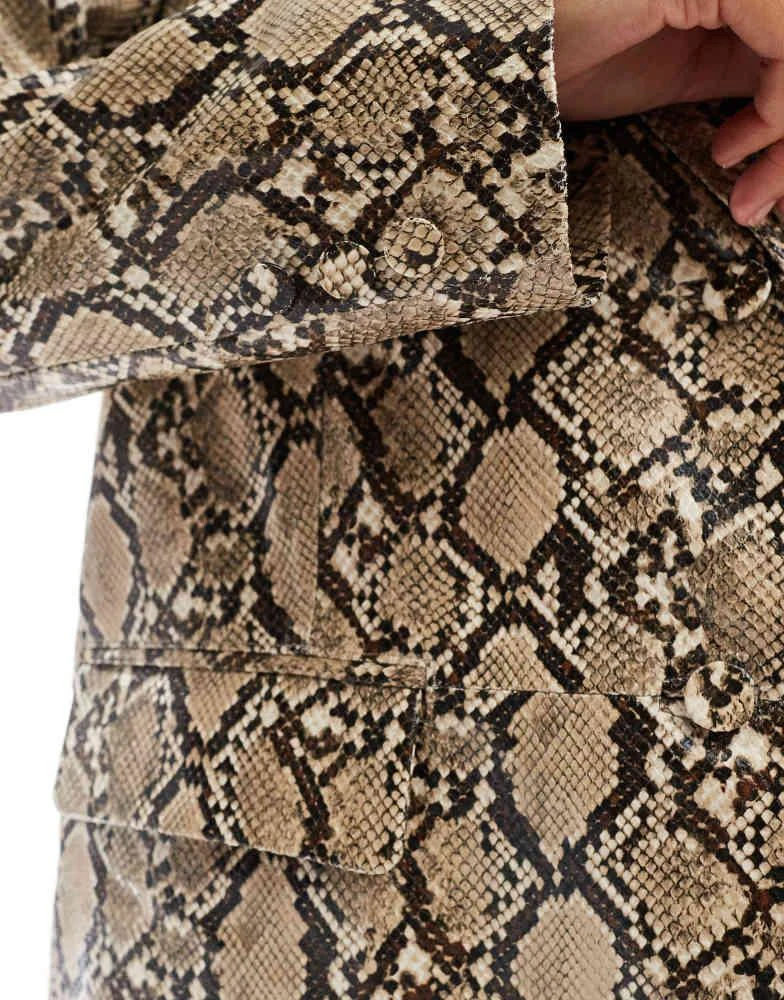 Bershka Bershka faux leather oversized blazer in snake print 4