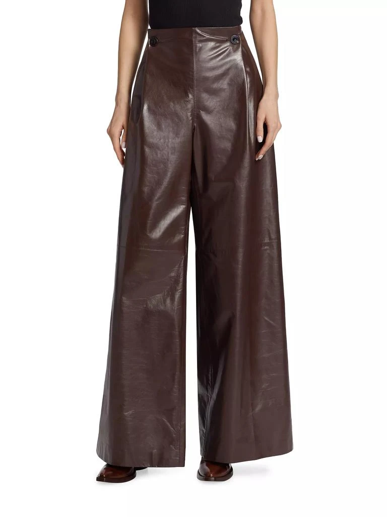 Rosetta Getty Pleated Flared Leather Pants 3