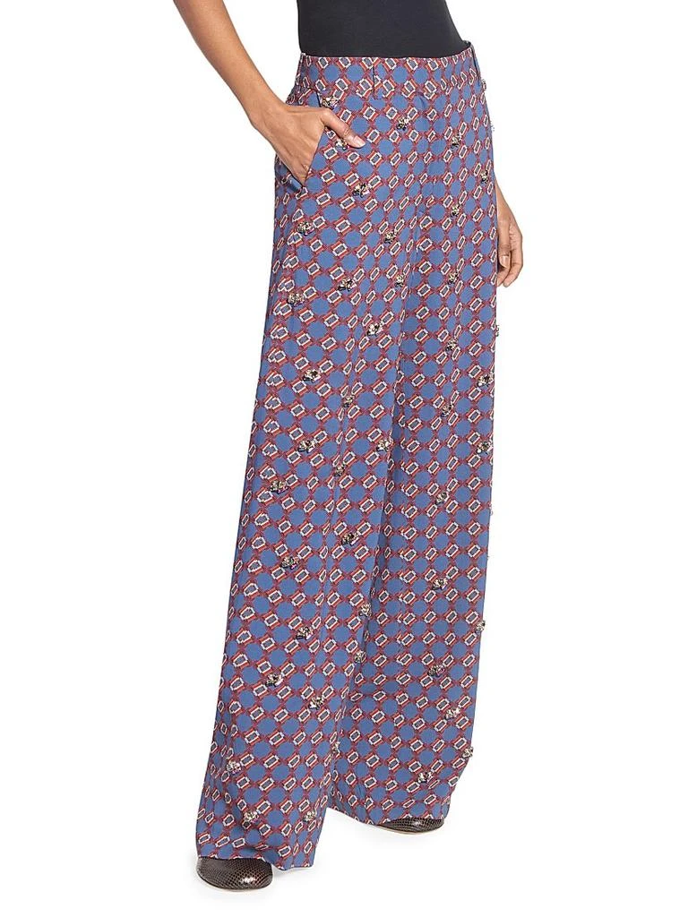 Dries Van Noten Paxy Embellished-Trim Printed Crepe Pants 4