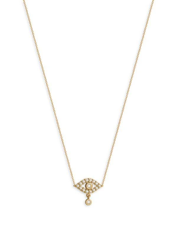 Gabi Rielle 14K Gold Vermeil & Cubic Zirconia Evil Eye Pendant Necklace/18" 1