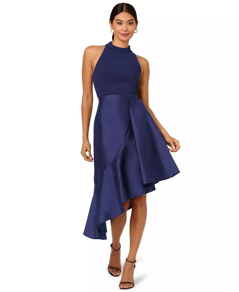 Adrianna Papell Women's Mixed-Media Ruffle-Trim Dress Dresses