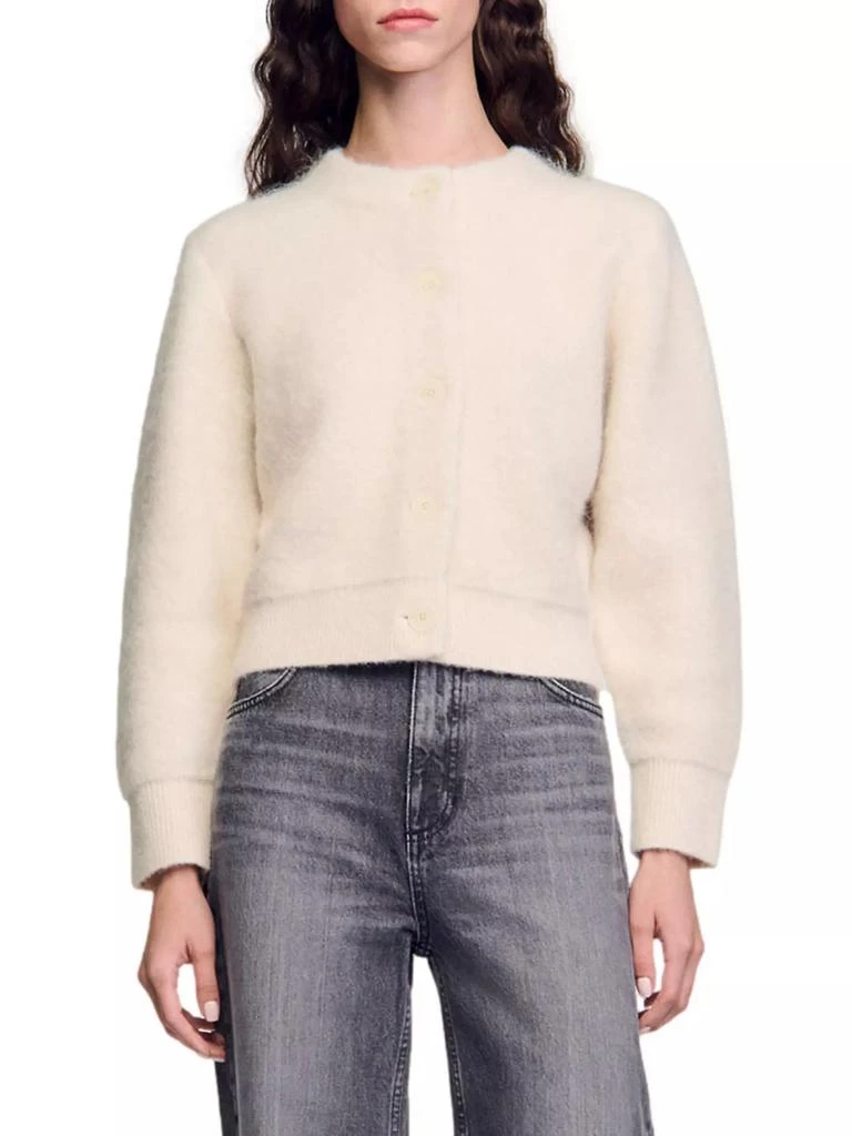 Sandro Cropped Fluffy Knit Cardigan 2