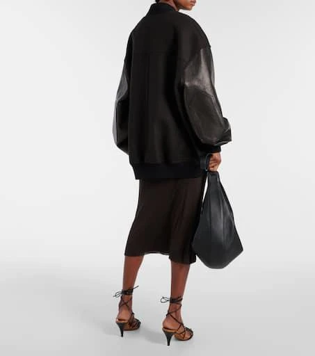Khaite Spencer wool-blend and leather bomber jacket 3