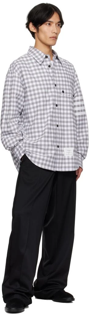 Thom Browne Gray 4-Bar Gingham Shirt 4