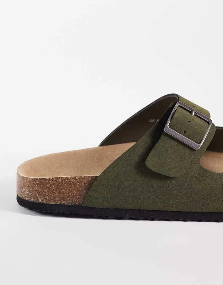 ASOS ASOS DESIGN two strap sandals with cork sole in khaki 4