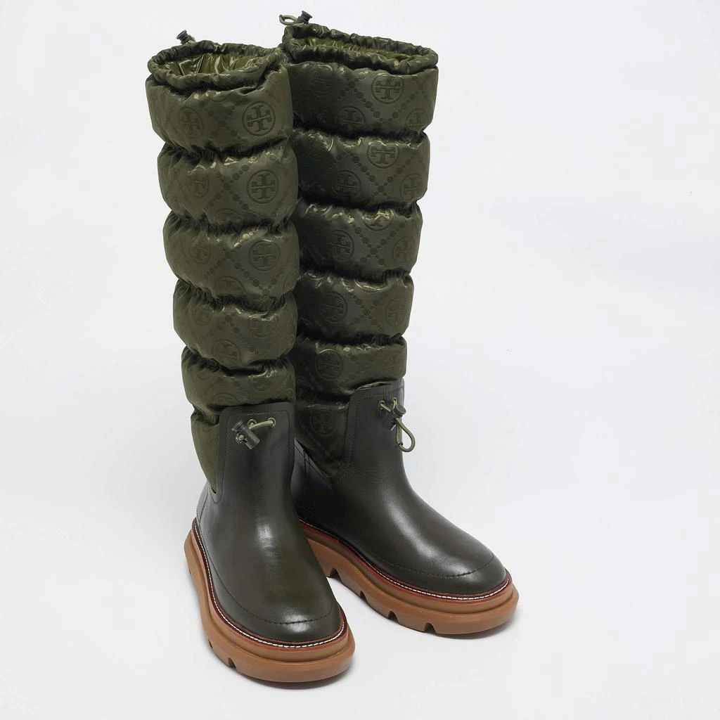 Tory Burch Tory Burch Green Leather and Nylon Leccio Snow Boots Size 39.5 4