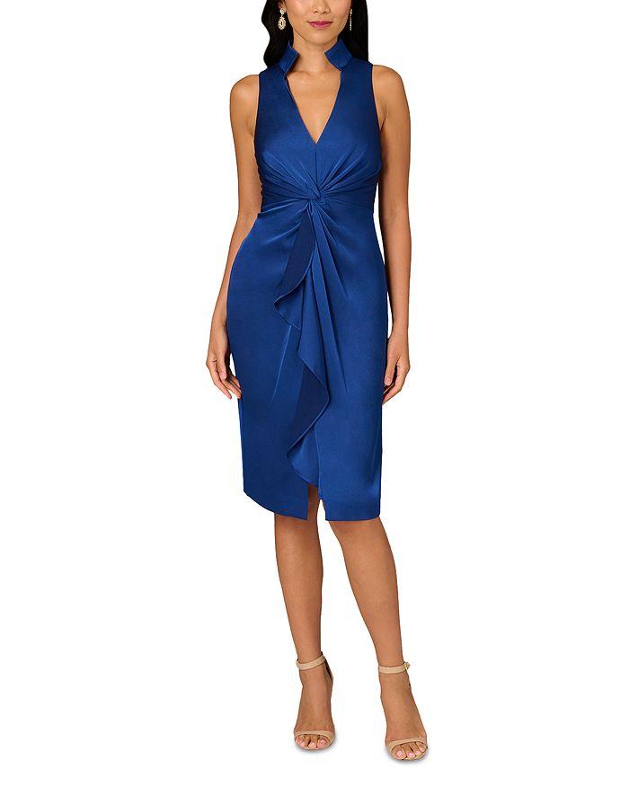 Aidan Mattox Crepe Back Satin Midi Dress