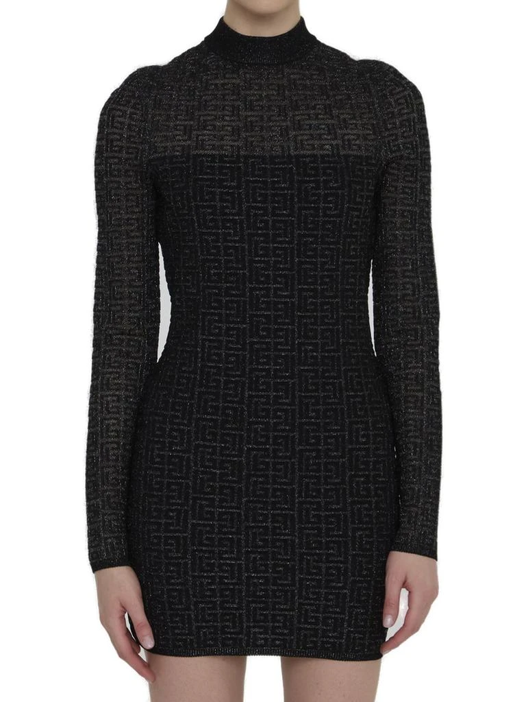 Balmain Pb Labyrinth Knitted Minidress - Black