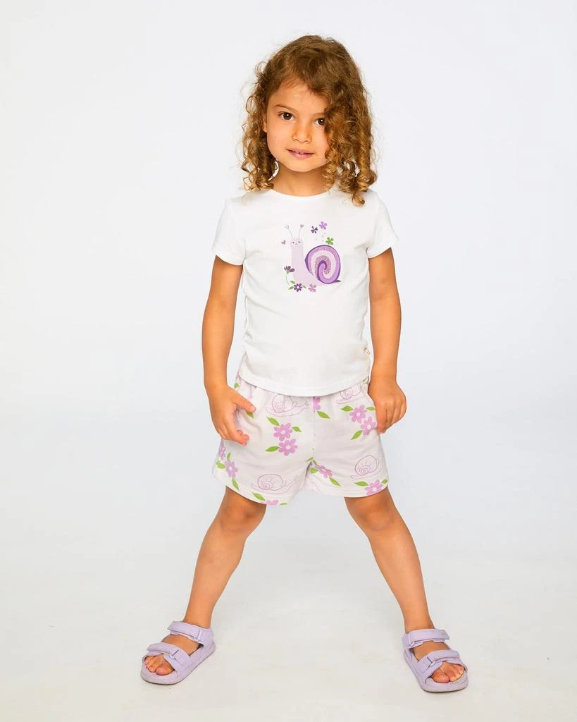 Deux par Deux French Terry Shorts Lilac Snails Print 3