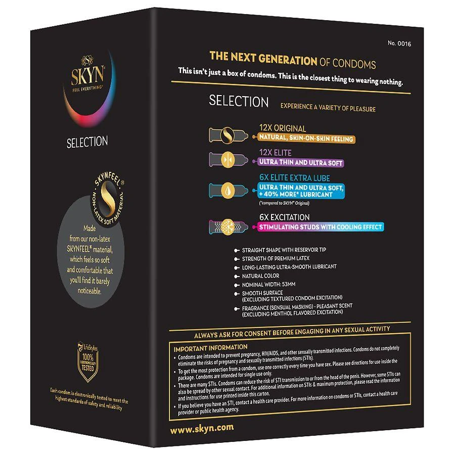 SKYN Selection Non-Latex Lubricated Condoms Sensual Masking, Nominal Width: 53 mm, Natural 4