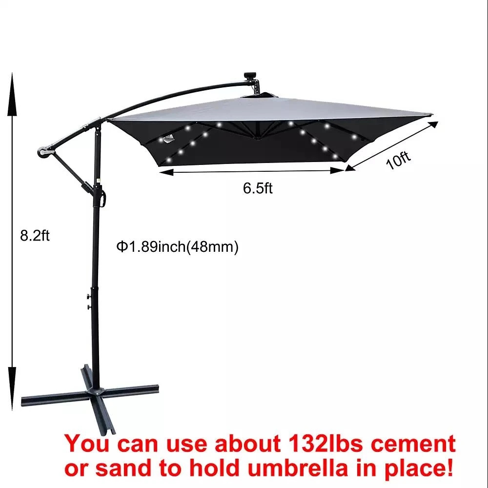 Streamdale Furniture Streamdale Solar Powered LED Patio Umbrella, 8 Ribs, Crank and Cross Base 9