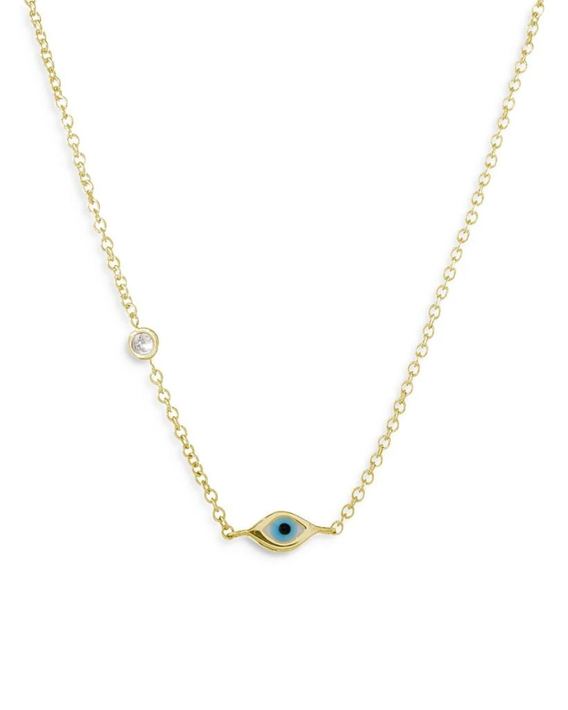 Sydney Evan 14K Yellow Gold Mini Enamel Evil Eye Pendant Necklace, 18" 2