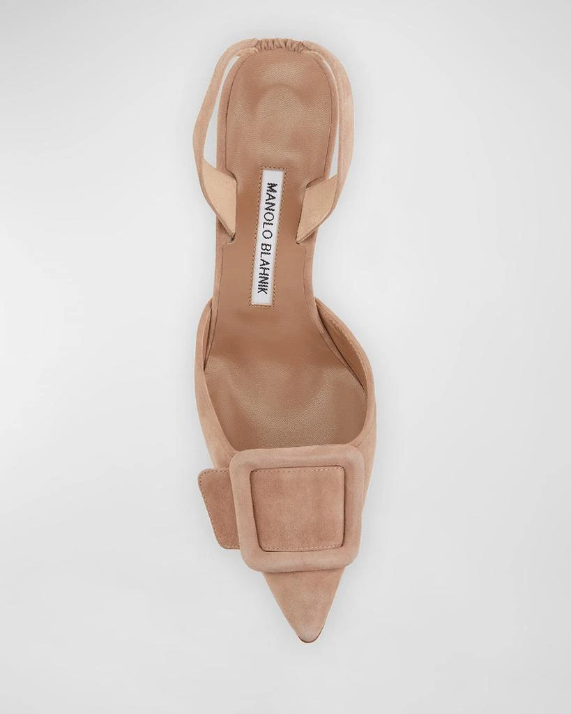 Manolo Blahnik Maysli Suede Buckle Slingback Pumps 3