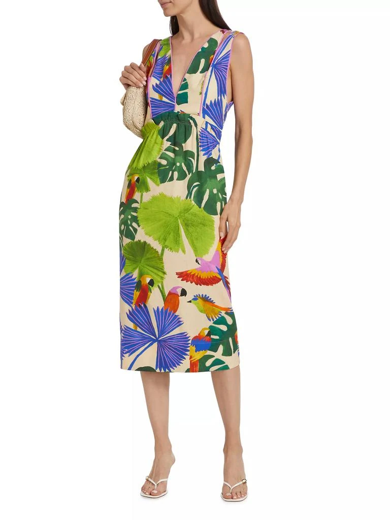 knee length dresses for ladies Farm Rio Women's Dotted Macaws Graphic Maxi Dress - Cream main image 1