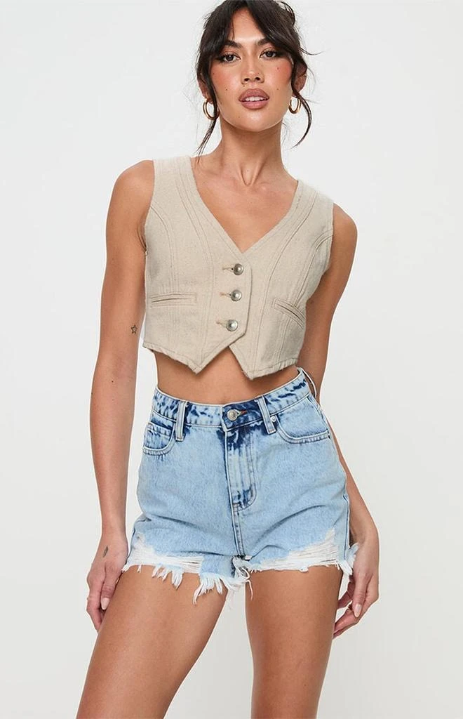 Princess Polly Anne Ripped High Waisted Denim Shorts 1