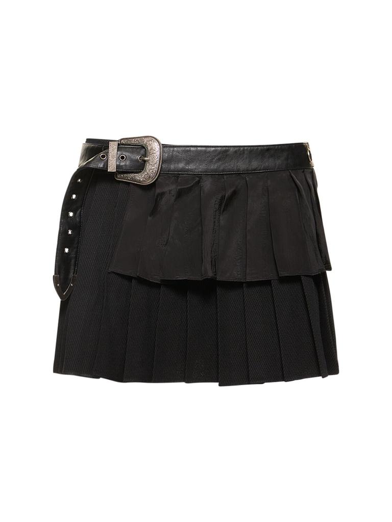 ANDERSSON BELL Birdie Wool Double Pleated Mini Skirt