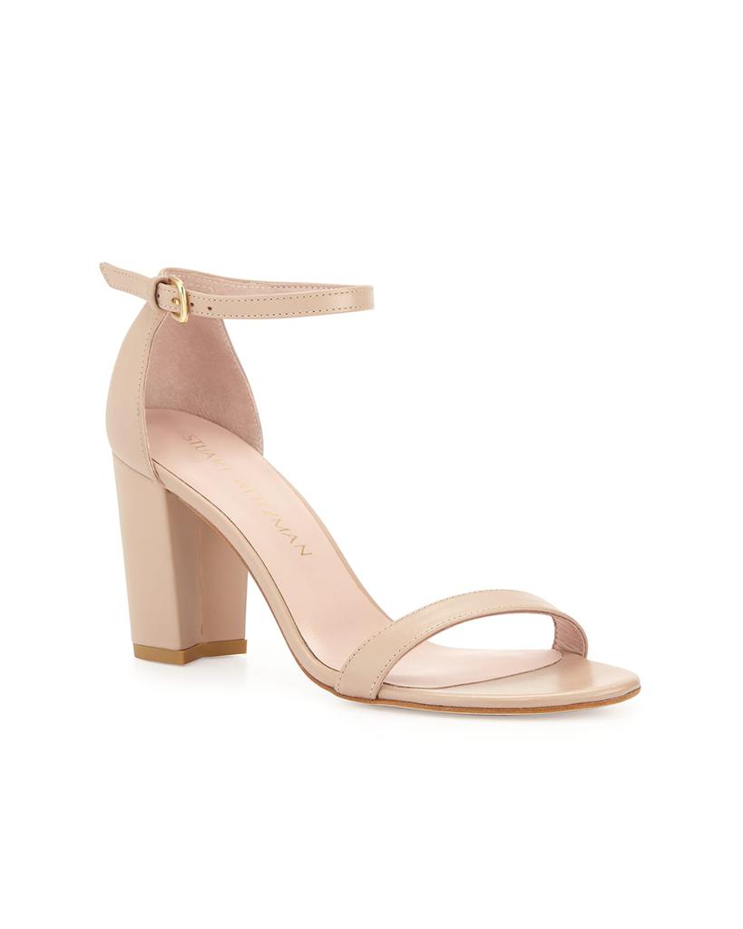 Stuart Weitzman Nearlynude Leather Ankle-Strap Sandals