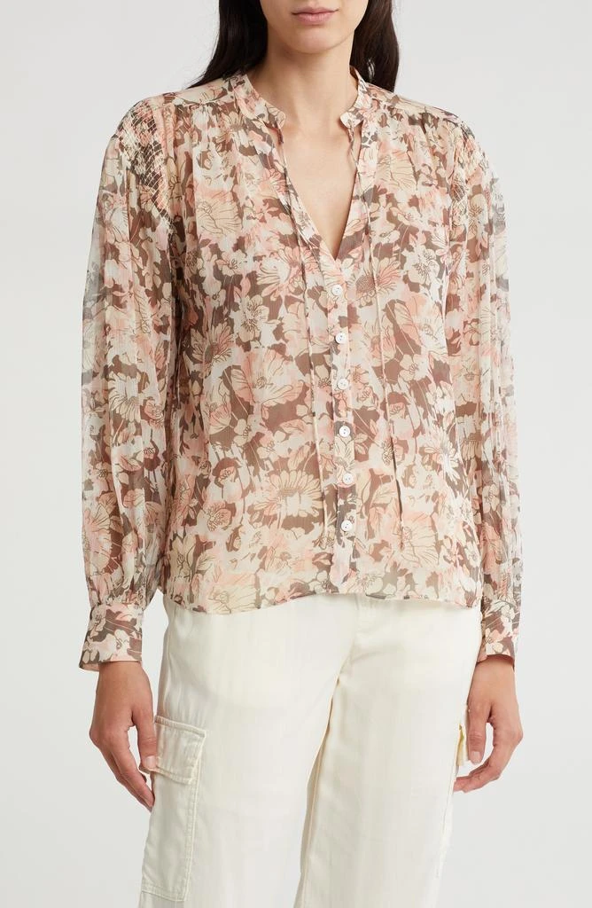 Joie Naomi Print Tie Neck Silk Blouse 1