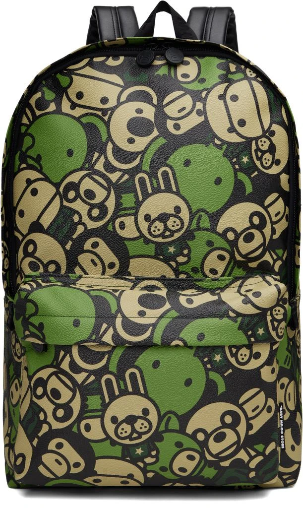 Bape Green Faux Leather Large Backpack 1