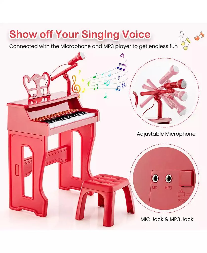 Slickblue 37 Keys Music Piano with Microphone Kids Piano Keyboard with Detachable Music Stand 9