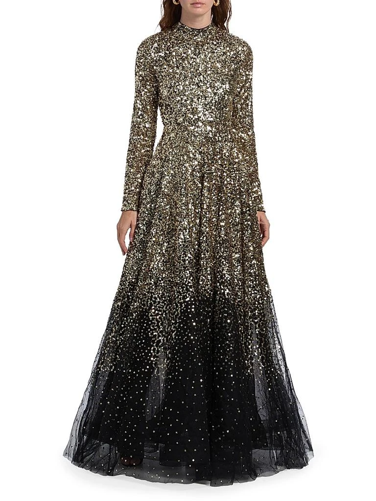 Atelier Prabal Gurung Ina Sequin-Embroidered Long-Sleeve Gown 3