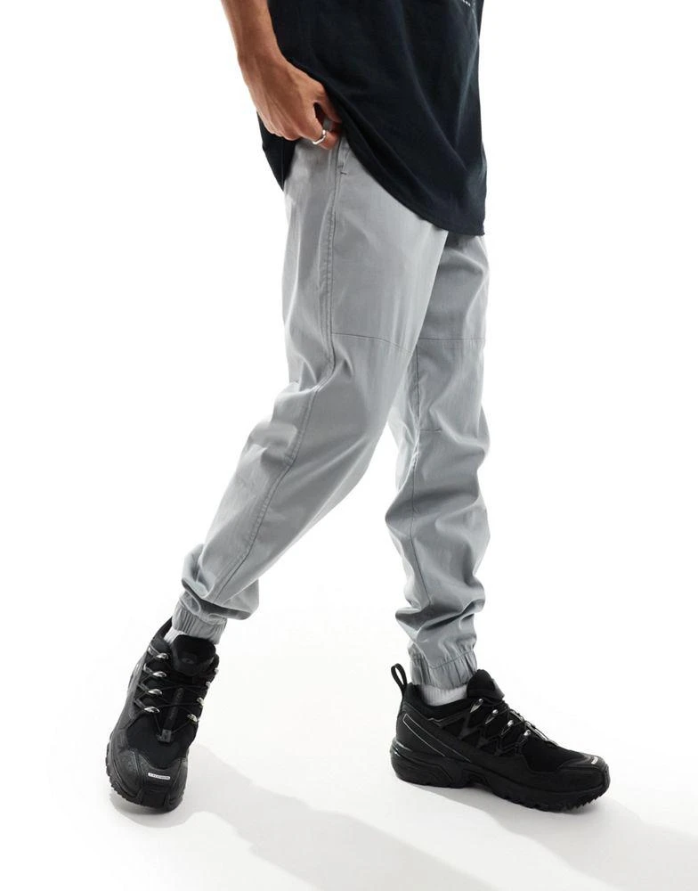 HOLLISTER Hollister cuffed cotton nylon skinny joggers in light grey 5