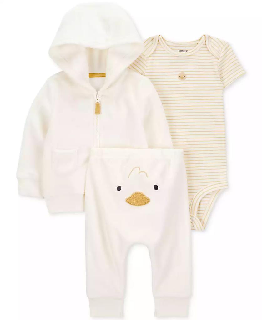 Carter
s Baby Little Hooded Cardigan, Duck Bodysuit 
Pants, 3 Piece Set