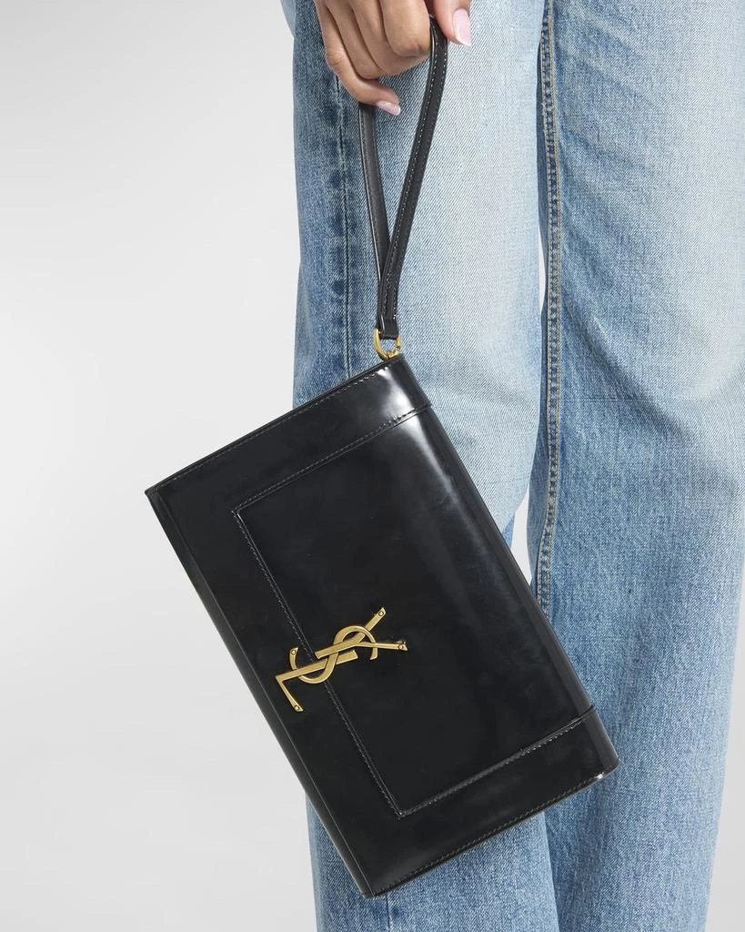 Yves Saint Laurent Cassandra YSL Flap Leather Wristlet 5
