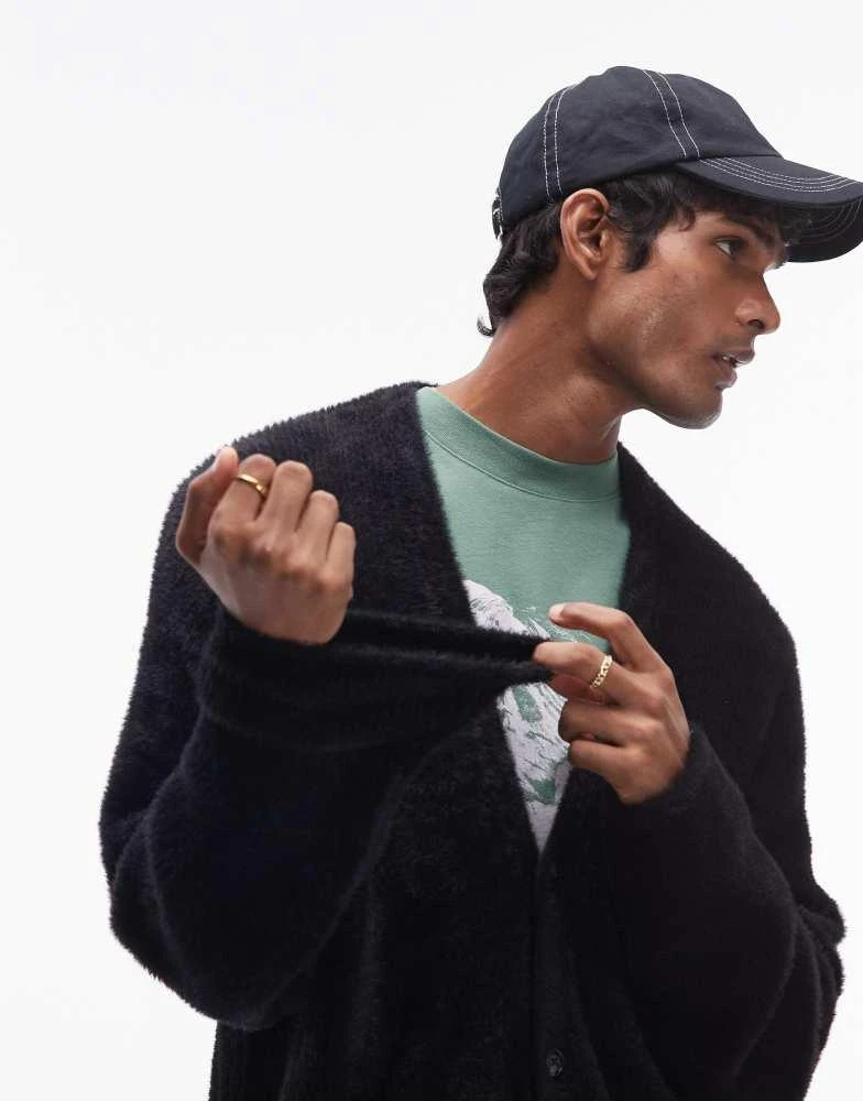 Topman Topman black fluffy cardigan 1