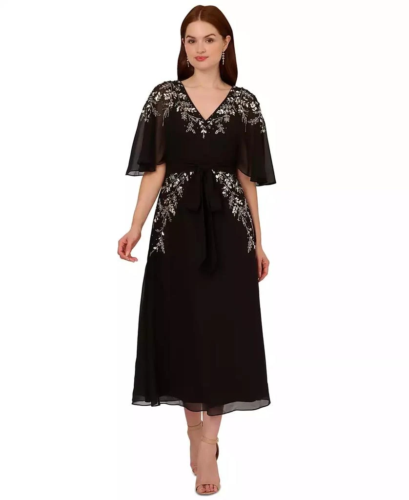 Adrianna Papell Women's Beaded Chiffon Dolman-Sleeve Dress 1
