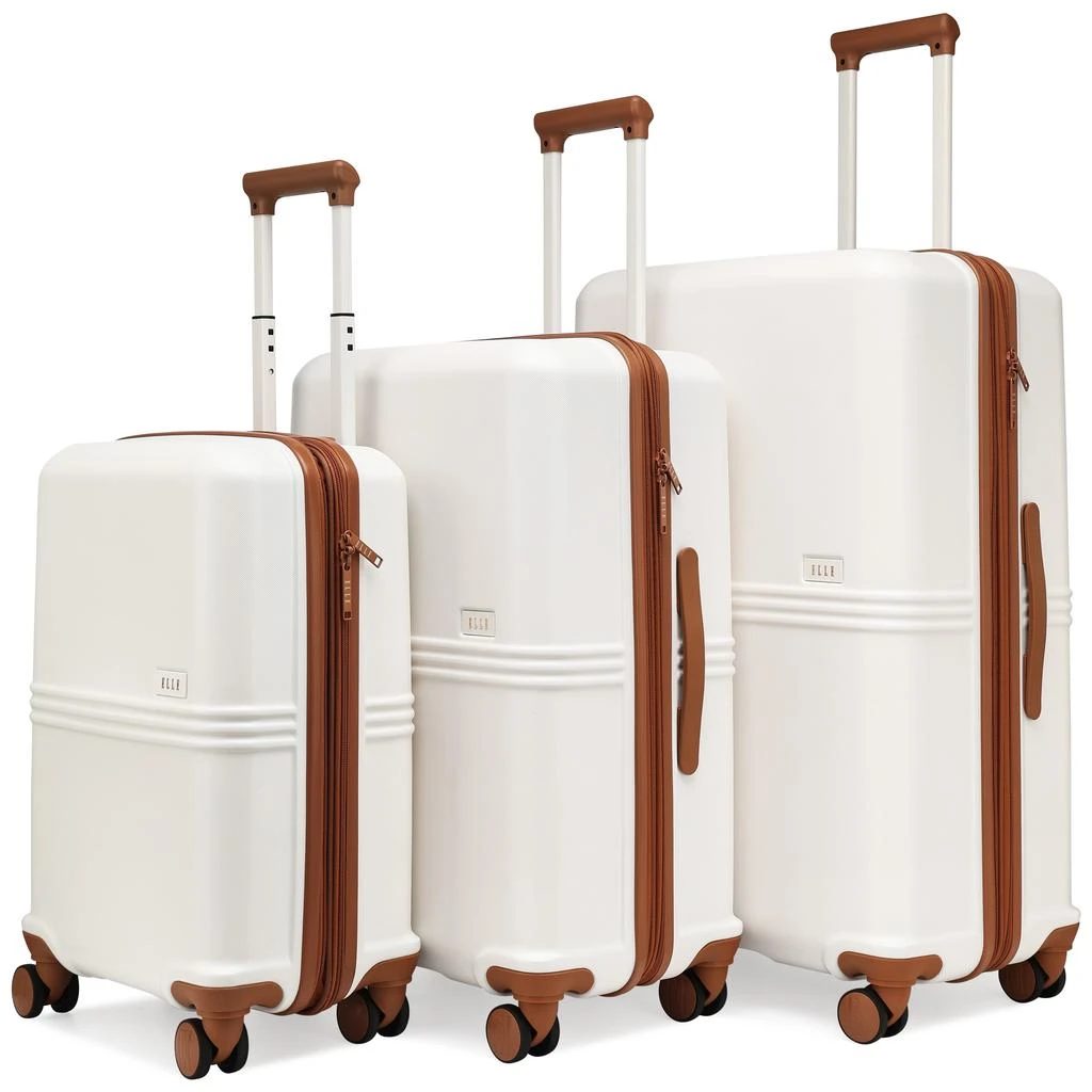 ELLE Expedition 3 Piece Expandable Polycarbonate Spinner Luggage Set | Black 1