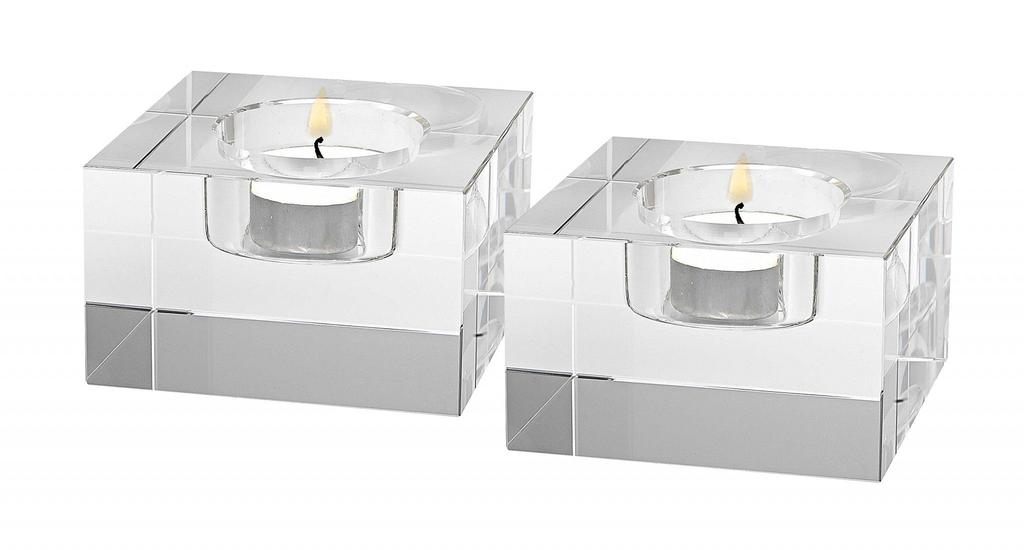 Homezia Hand Crafted Crystal Block Pair Of Tlite Holders