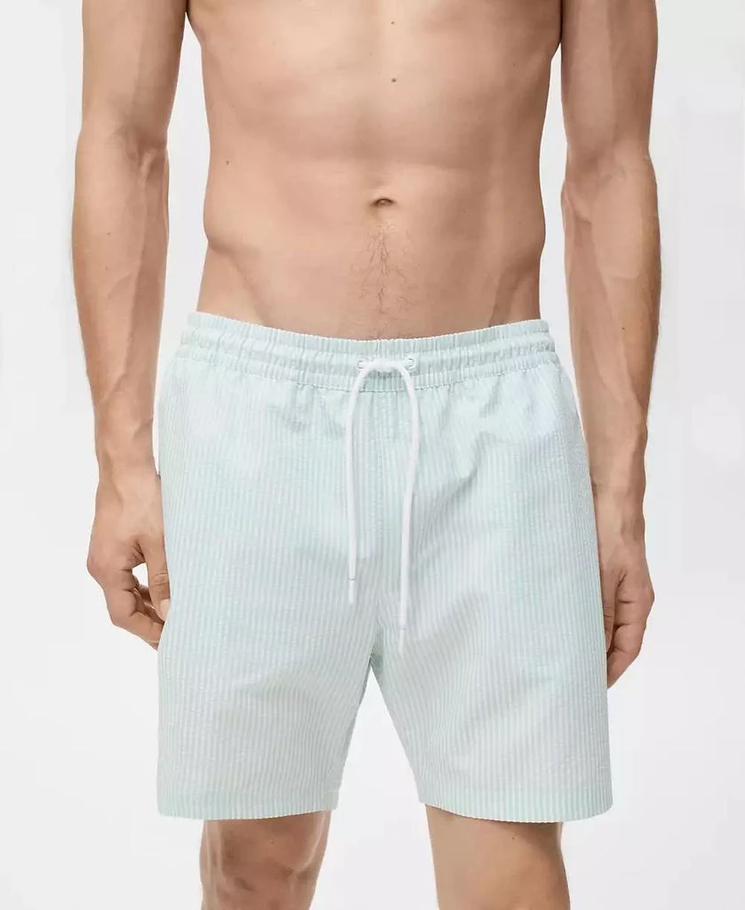 Mango Men's Seersucker Swimming Trunks 8