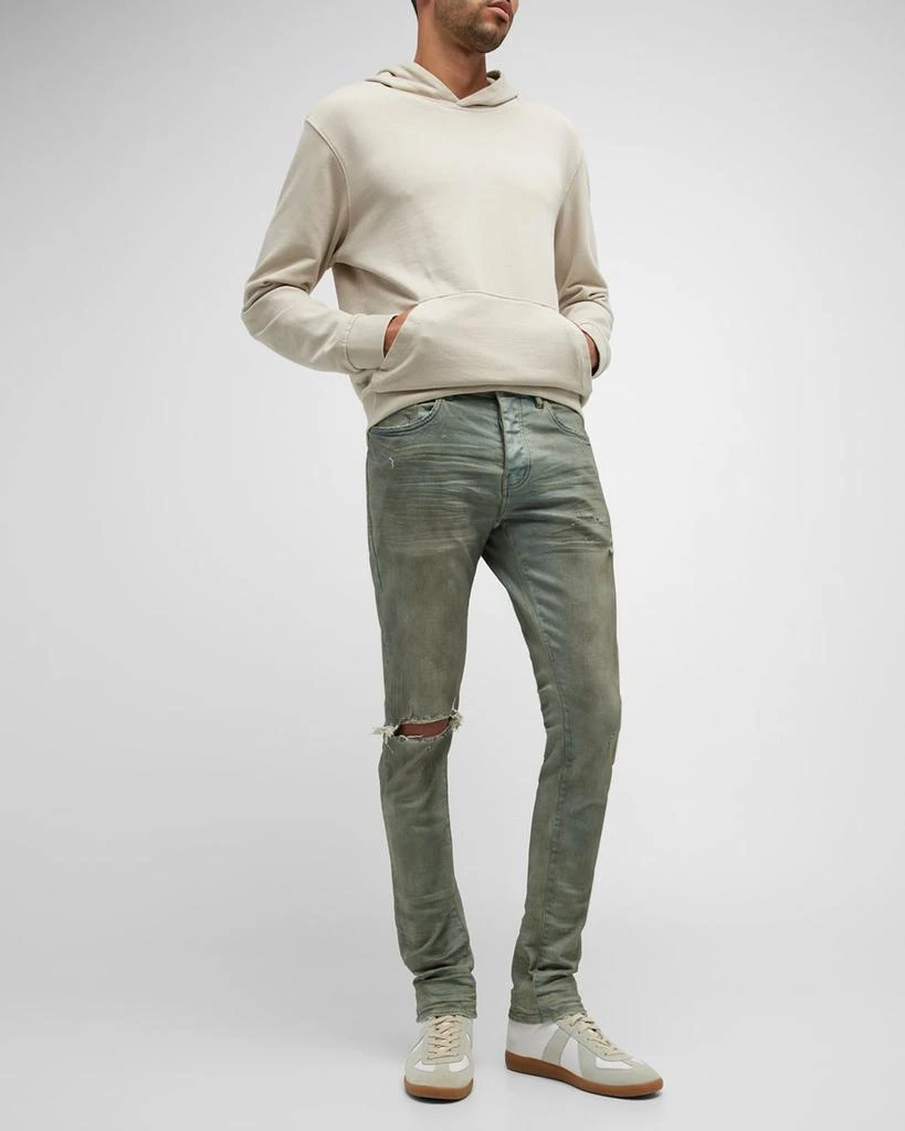 PURPLE Men's P001 Light Dirty Wax Skinny Jeans 5