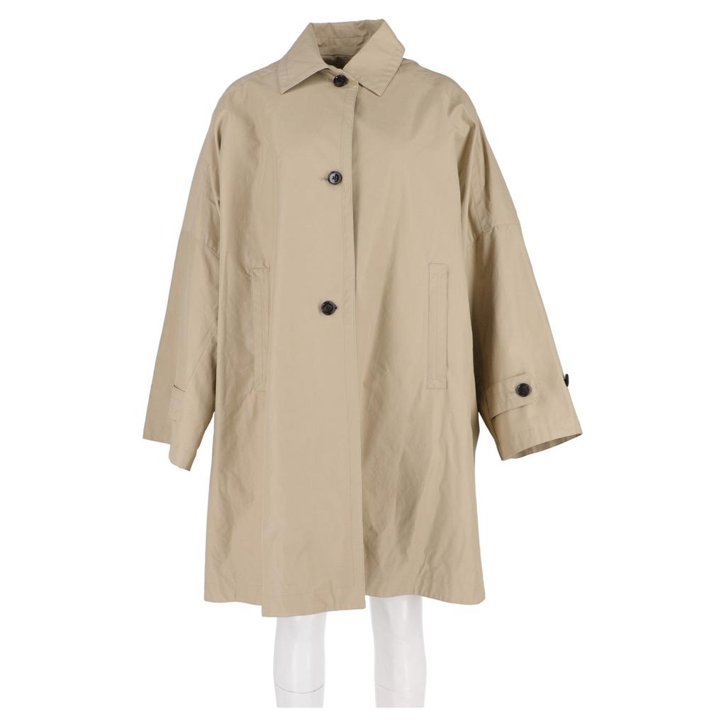 Totême Gabardine Single-breasted Car Coat in Beige Cotton