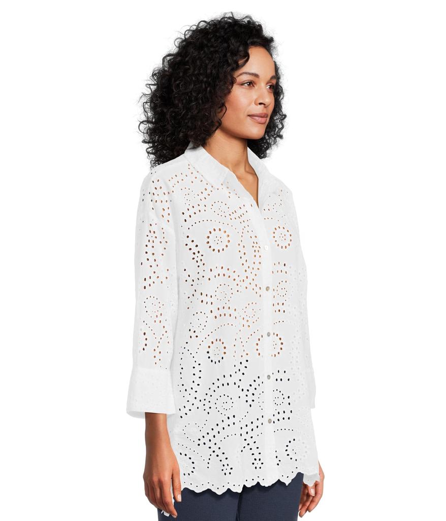 Mod-o-doc 3/4 Sleeve Easy Lace Shirt