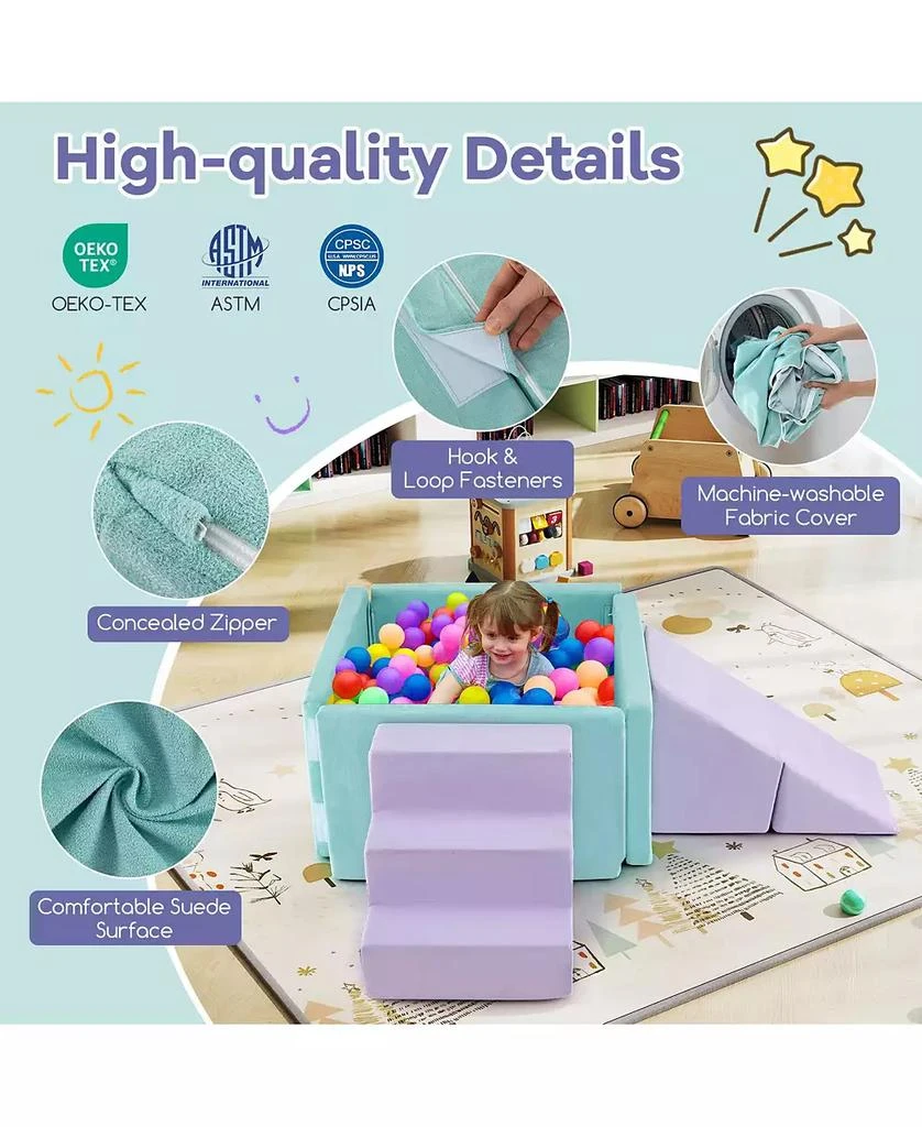 SKONYON 3-in-1 Suede Fabric Soft Play Set Foam Climbing Blocks for Toddlers-Purple 6
