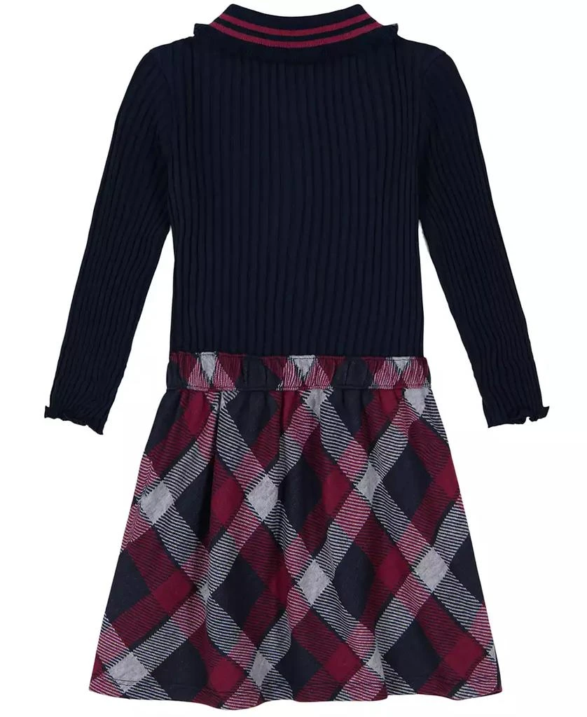 Tommy Hilfiger Toddler and Little Girls Ribbed Plaid Long Sleeve Polo Dress 2