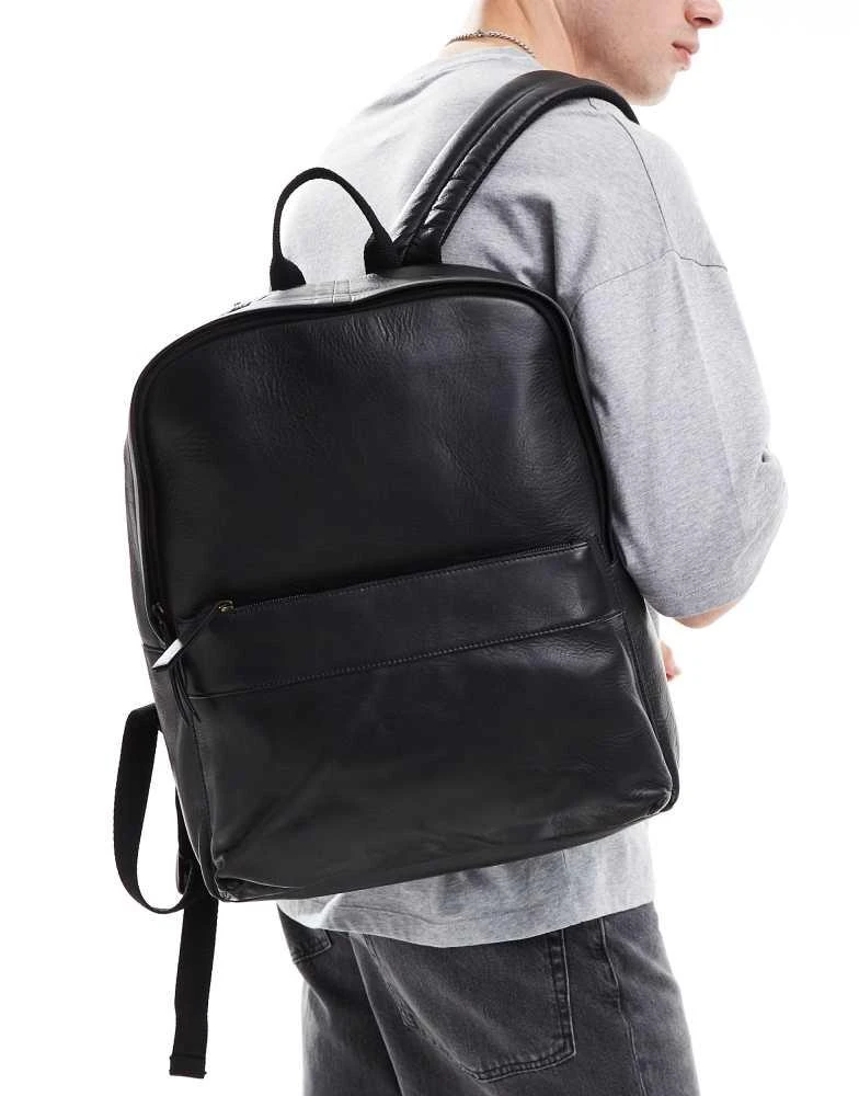 ASOS ASOS DESIGN leather backpack in black 1