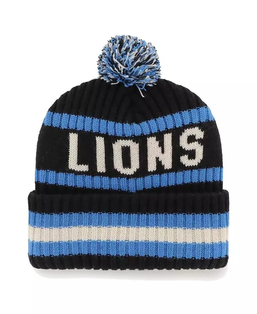47 Brand Men's Black Detroit Lions Bering Cuffed Knit Hat with Pom 2