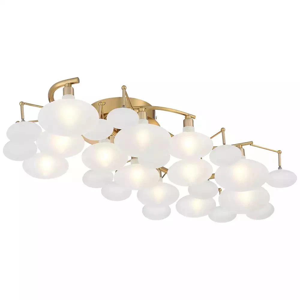 Possini Euro Design Warm Brass 12-Light Frosted Glass Shade 30.25" Wide Modern Fixture Ceiling Light Semi Flush Mount 6