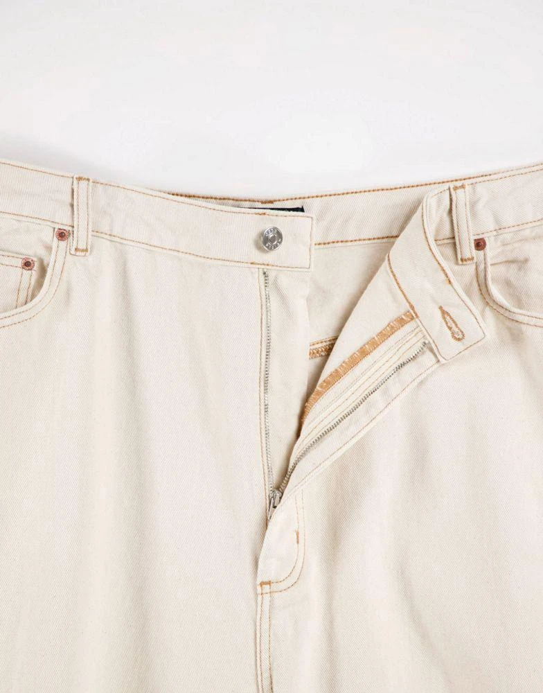 ASOS ASOS DESIGN Tall high rise 'relaxed' dad jeans in ecru with extreme rips 3
