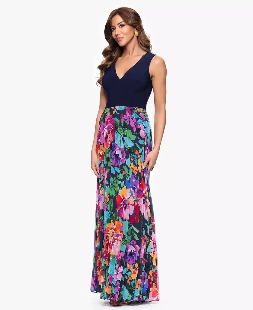 XSCAPE Women's V-Neck Printed-Skirt Gown 3