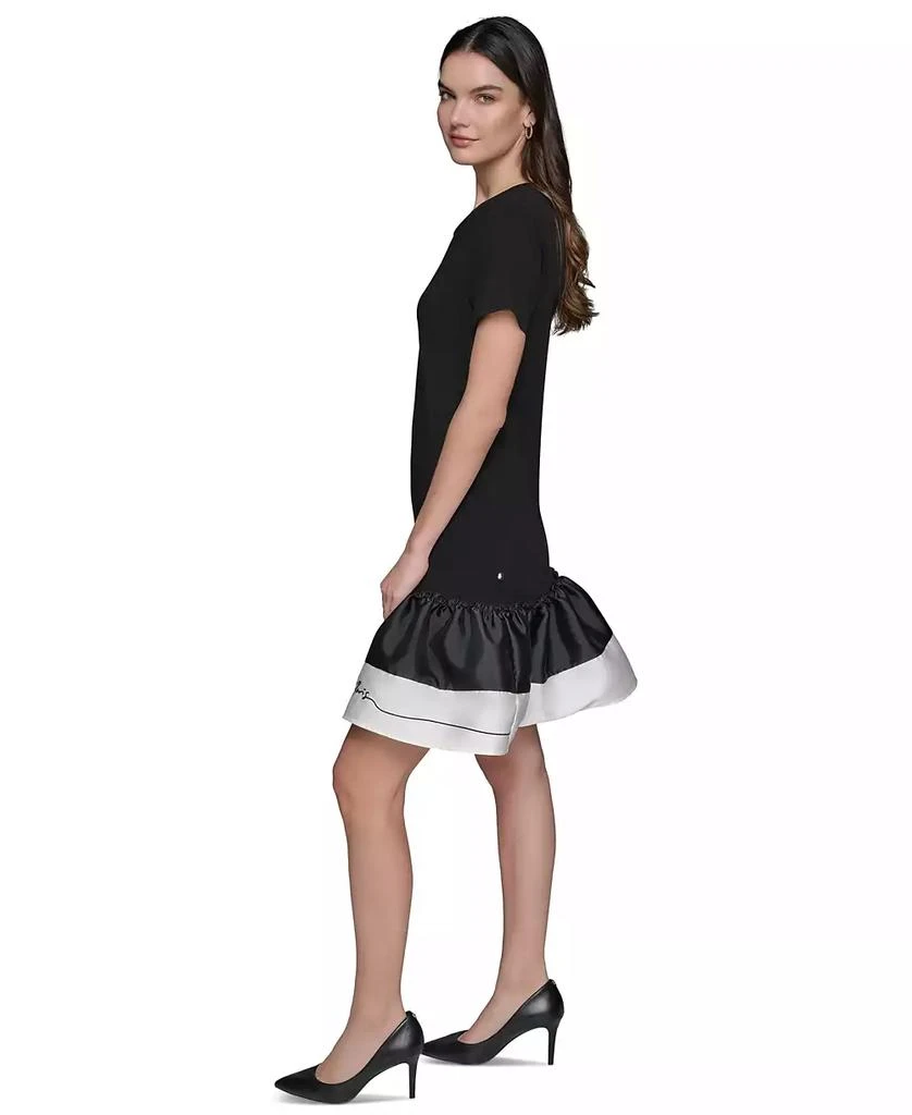 Karl Lagerfeld Paris Women's Ruffled-Hem Embroidered-Script T-Shirt Dress 3