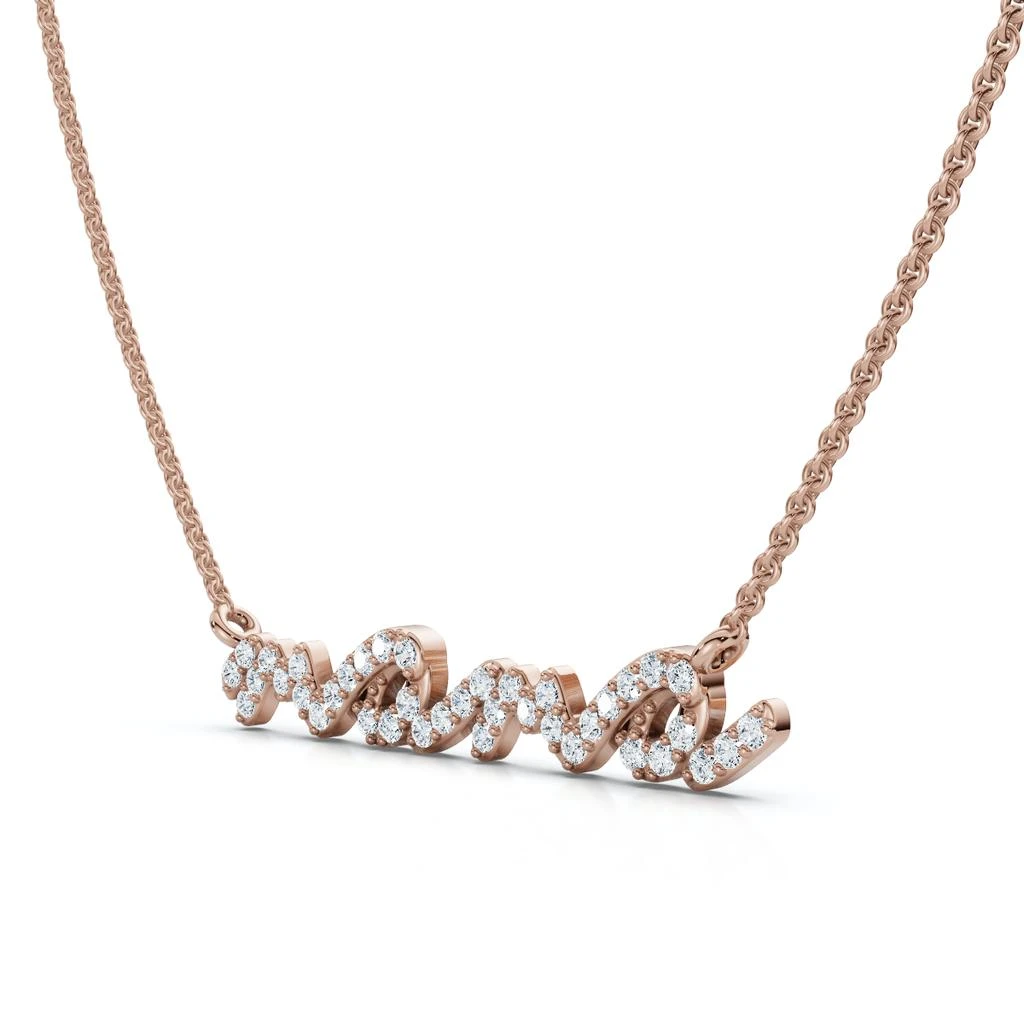 Pompeii3 Diamond Script Mama Pendant Gold Necklace 1 1/2" Wide Lab Grown