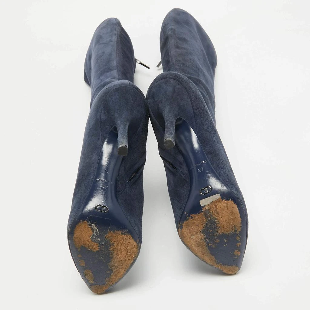 Dior Dior Blue Suede Knee Length Boots Size 37 6